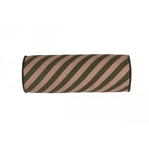 Подушка Nobodinoz "Majestic Cylindric Cushion Green Taupe Stripes", зеленая полоска, 50 х 18 см